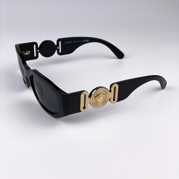 🔥 Versace VE4361 GB1/87 Sunglasses Black Gold Logo Unisex - Picture 6 of 12